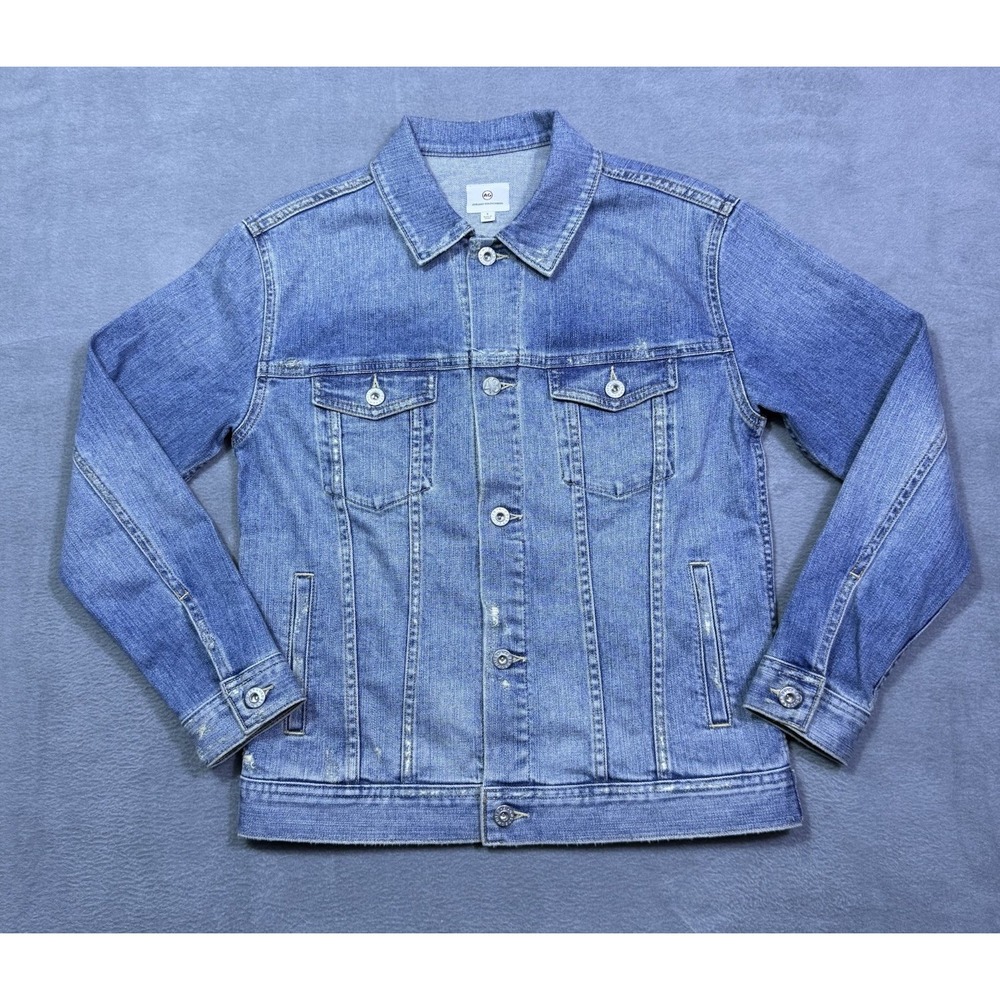 AG Adriano Goldschmied Denim Jacket Womens S Trucker Boho USA Modern Distressed